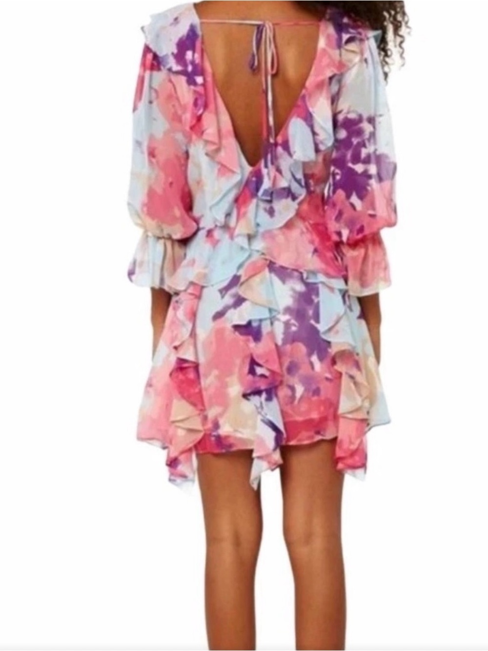 Misa Los Angeles Multicolor Ruffle Floral Mini Dress Sz: Sm 🌟EXCELLENT CONDITION - Picture 3 of 6